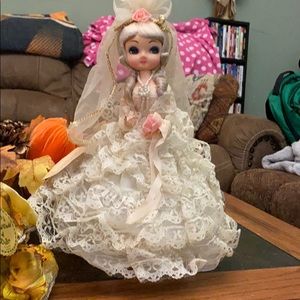 Vintage musical wedding doll